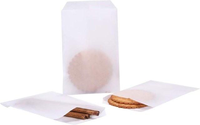 Casame Pergamin-Keks-Snackbeutel aus gewachstem Papier, halbtransparent, Weiß, B/H: 3 x 5 cm - Bild 1