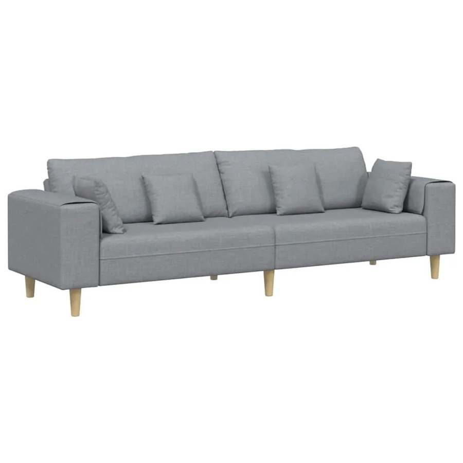 vidaXL Sofa in Hellgrau mit Kissen aus Stoff, B/T/H: 250 x 77 x 76 cm - Bild 2