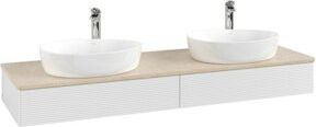 V&B Antao Waschtischunterschrank mit Frontstruktur und Beleuchtung, Farbe: Weiß, B: 160 cm, T: 50 cm - Bild 1