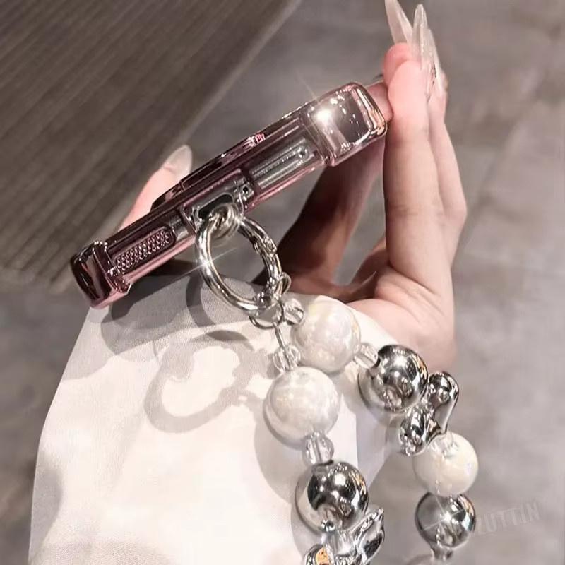 Handyhalter Hülle mit Pearl Strap Lanyard, Glitter und Lucky Ring für Samsung Galaxy S24 S23 S22 S21 S20 S25 FE Note 10 20 Plus Ultra, Marke liviace, Farben: Purple und Pink - Bild 2