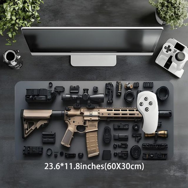 CIFbuy Gaming Mauspad mit taktischem Gewehr- und Waffen-Design in Schwarz - Bild 1