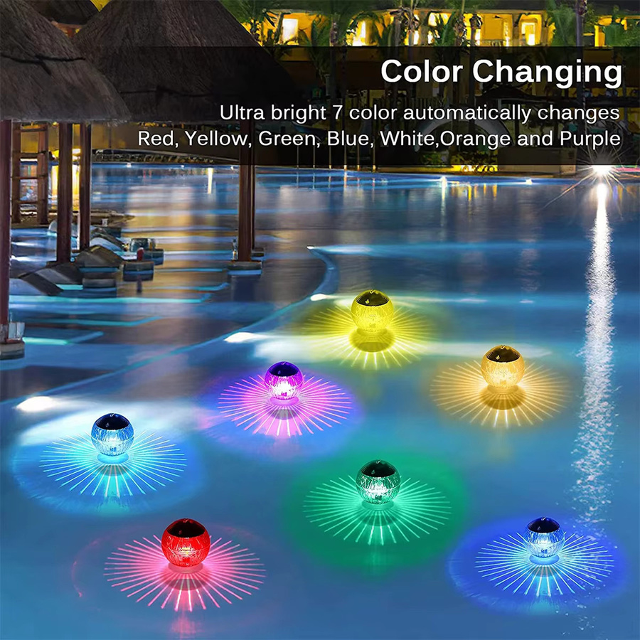 Wasserdichte Solar LED Poolleuchte Multicolor als schwimmende Glow Globe für Garten und Brunnen - Bild 2