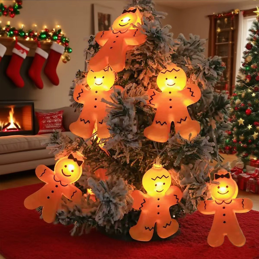 Peach Forest LED Weihnachts-Lichterkette Lebkuchenmann in Orange für die Dekoration von Fenster und Innenräumen - Bild 3
