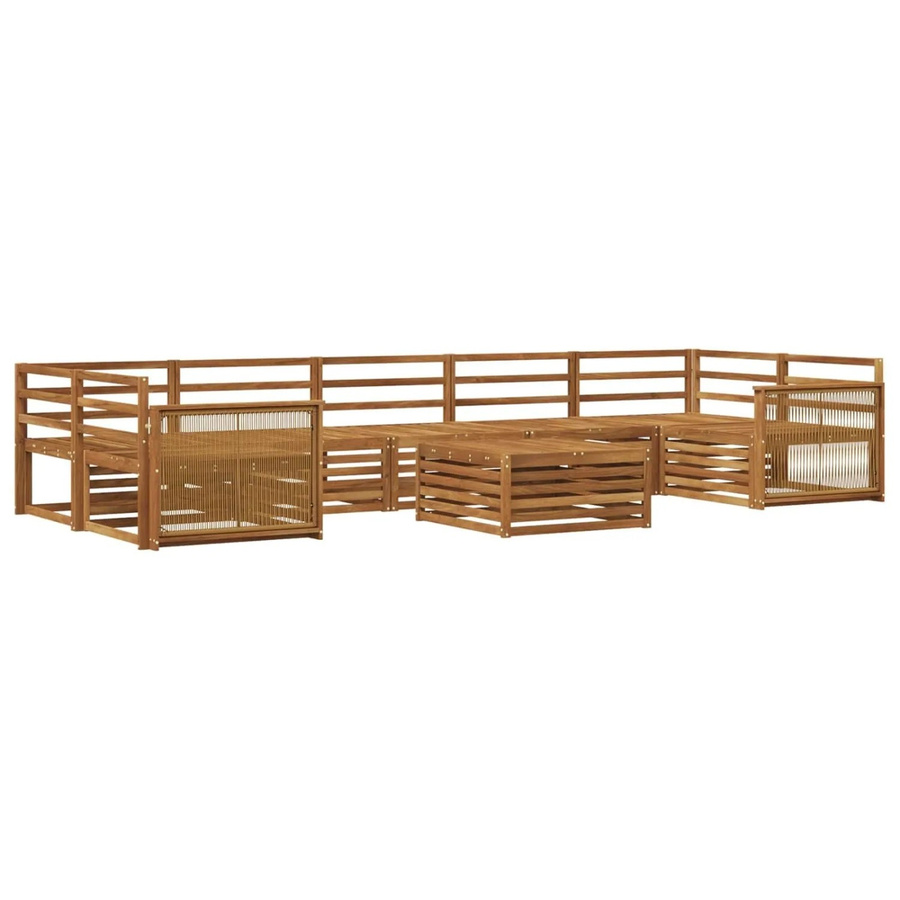 vidaXL Outdoor-Sofagarnitur aus Massivholz Akazie in Braun, 8-teiliges L-Shape Set mit Tisch und Sitzmöbeln - Bild 2