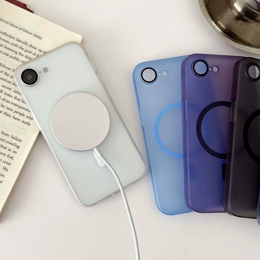 Matte und ultradünne MagSafe Schutzhülle in Blau für iPhone 16, 16E, 15, 14, 13, 12, 11 Pro Max Plus mit magnetischer Stoßfestigkeit und Hartglas-Linsenschutz - Bild 2