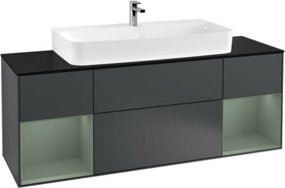 V&B Finion Waschtischunterschrank mit LED-Wandbeleuchtung, Breite: 160 cm, matt blau lackiert - Bild 1