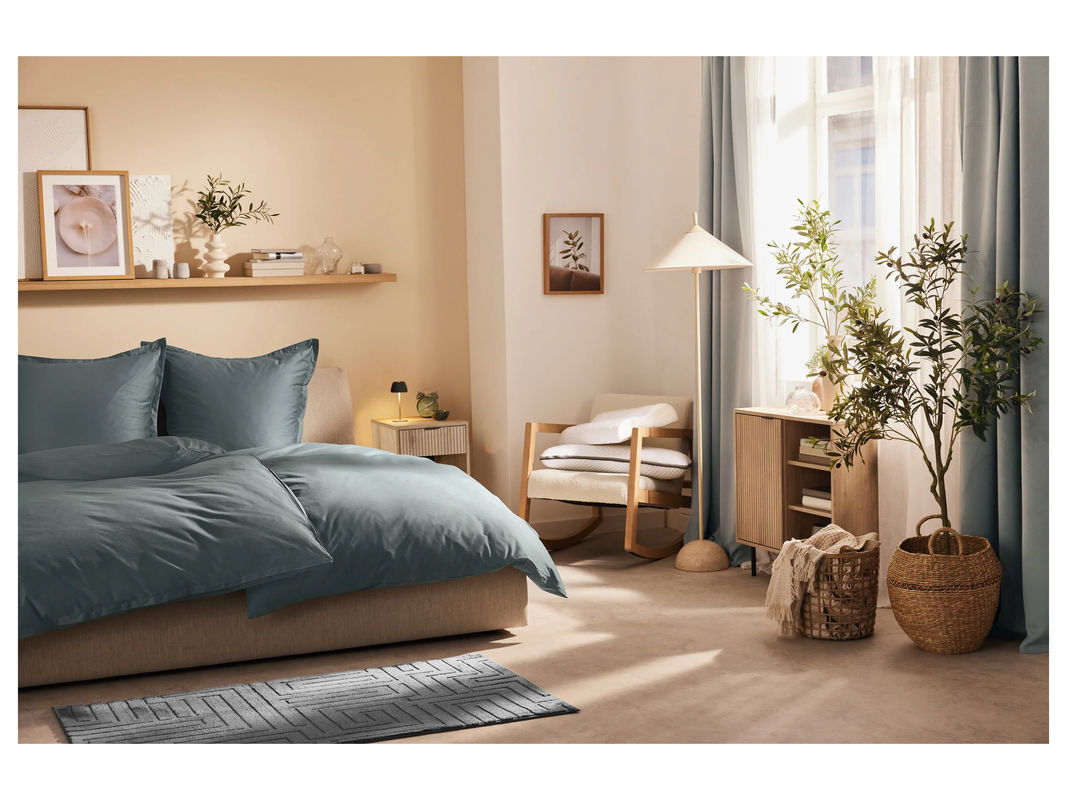 LIVARNO HOME Lyocell-Satin-Bettwäsche aus Baumwolle und Lyocell Tencel in Grau, Set bestehend aus 1x Bettbezug (135 x 200 cm) und 1x Kissenbezug (80 x 80 cm) - Bild 3