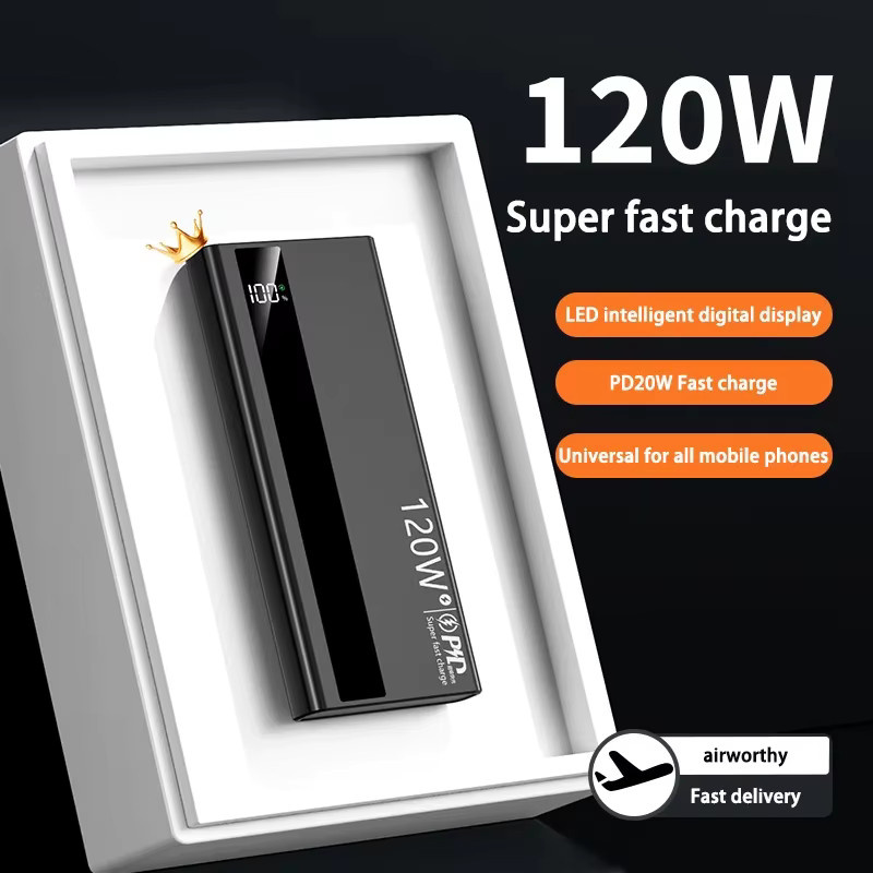 Hochleistungs-Powerbank mit 200000mAh und 120W Superschnellladefunktion in Schwarz - Bild 1