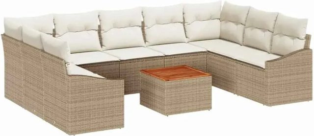 vidaXL Garten-Sofa-Set 10-teilig in Beige und Weiß - Bild 1