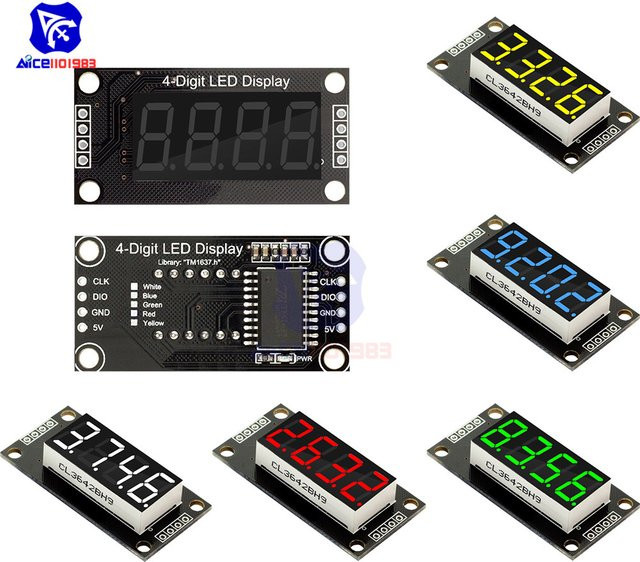 diymore TM1637 0,36 Zoll 4-Bit LED-Digitalröhrenanzeige 7 Segmente Gelb mit Stift für Arduino - Bild 1