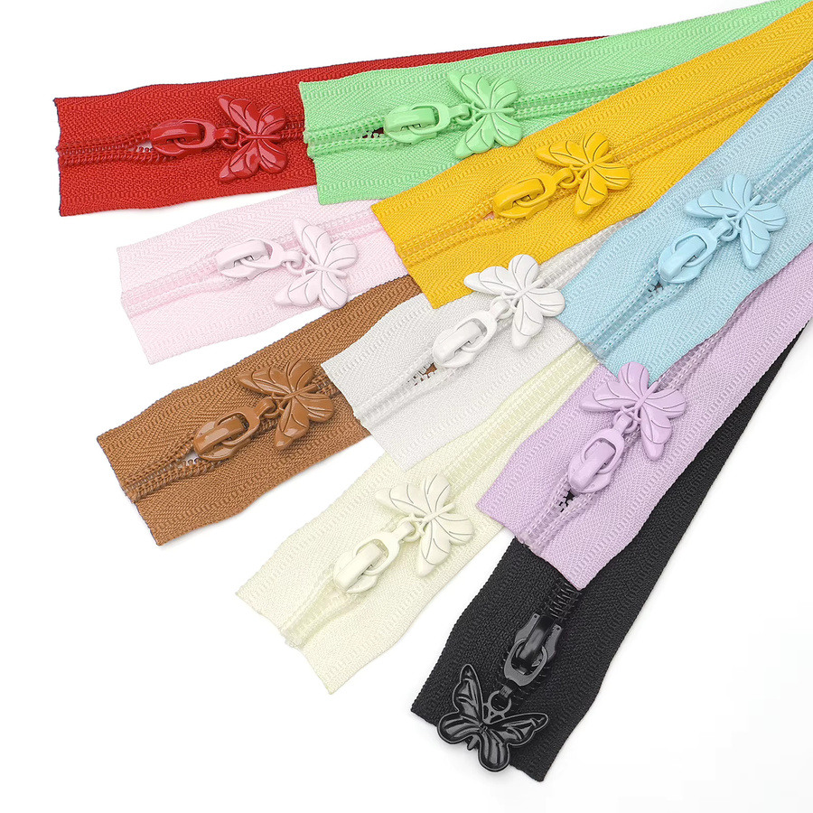 Changsons Set aus 5 Yards Nylon-Reißverschlüssen und 10 bunten Schmetterlings-Reißverschlussanhängern aus Kunststoff, Multicolor - Bild 3