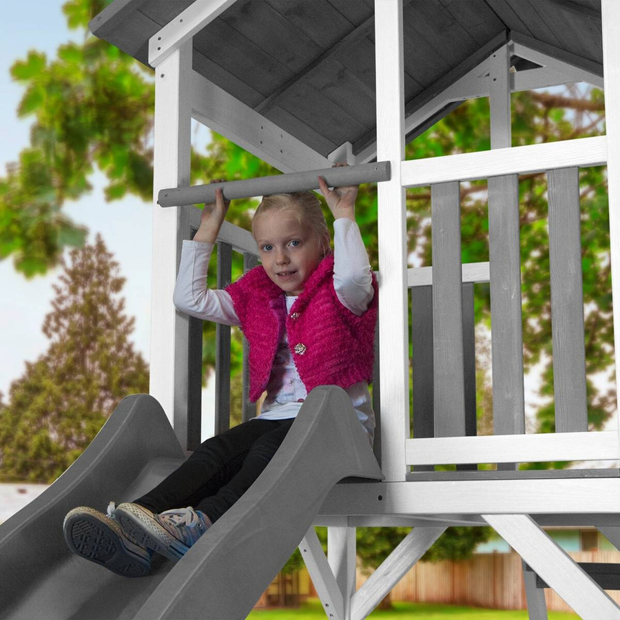 Axi Beach Tower Spielturm mit Doppelschaukel und grauer Rutsche, B/H/T: 356,6 x 241,9 x 349 cm - Bild 4