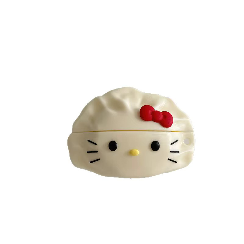 3D Dumpling Cat Schutzhülle für Apple AirPods Pro 1 2 3 4 in Weiß mit Hakenverschluss - Bild 4