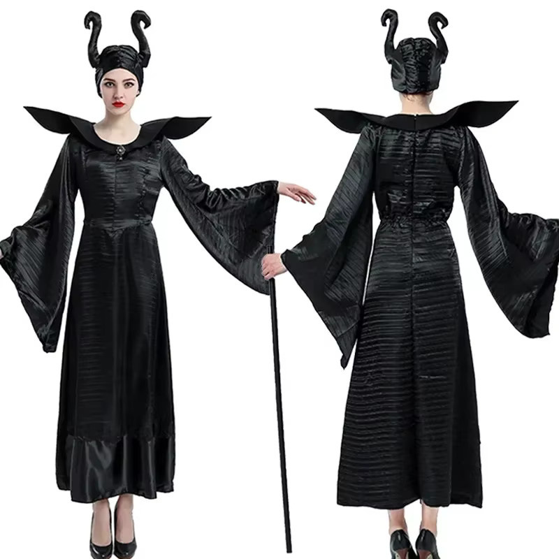 cosfans Maleficent Cosplay Kostüm Kleid, Schwarz, Unisex - Bild 4