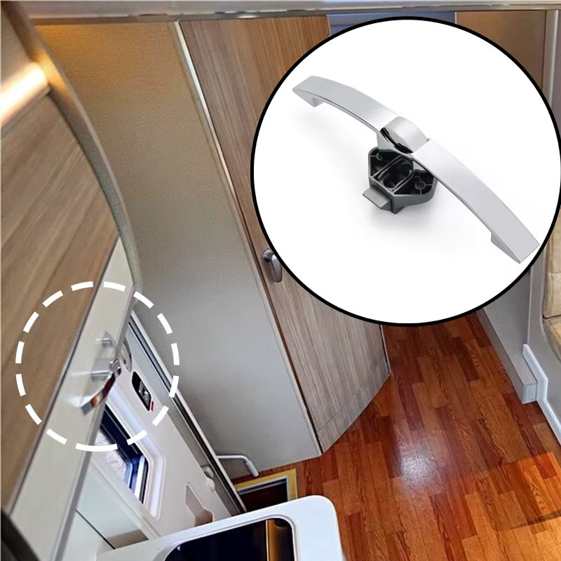 KAK 5-teiliges Wohnmobil-Schrankverschluss-Set mit Druckknopfverschluss in Silber für Wohnwagen, Boot, Schubladen und Möbeltüren - Bild 2