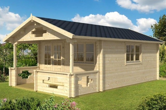 Gartenhaus Sommerland B mit Veranda, B/T/H: 5 x 4 x 2,5 m (Wandstärke: 70 mm) - Bild 1