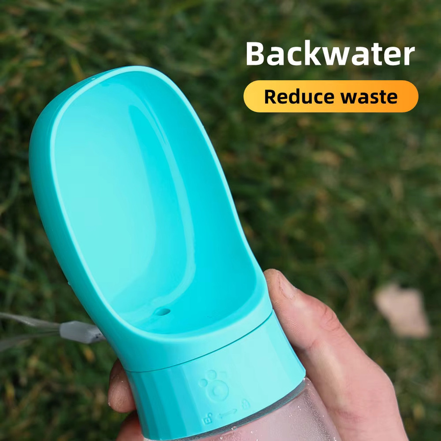 Holapet Haustier-Trinkflasche für kleine und mittelgroße Hunde und Katzen in Turquoise, tragbarer Futterspender und auslaufsicherer Trinknapf für unterwegs - Bild 3