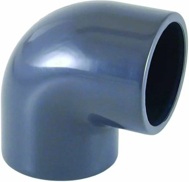 Cepex PVC-Winkel 90 Grad 32 mm Klebefitting Rohrverbinder PN16 in Grau und Blau - Bild 1