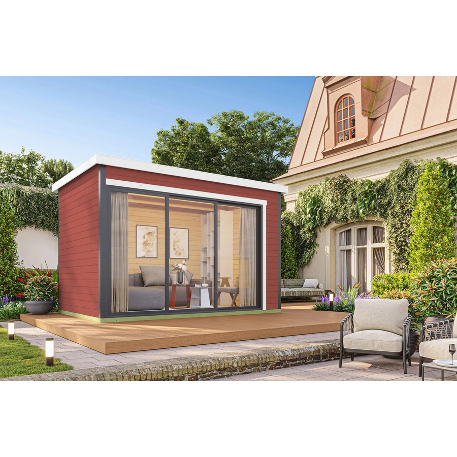 Lasita Gartenhaus Austin Maja Flachdach in Schwedenrot lasiert B/H/T: 379,6 x 239,4 x 259,6 cm - Bild 2