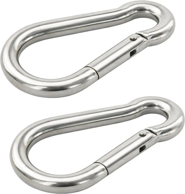 vasalat Karabiner-Set aus Edelstahl in Silber, 2 Stück, Größe 11 x 120 mm, bis 265 kg belastbar - Bild 1