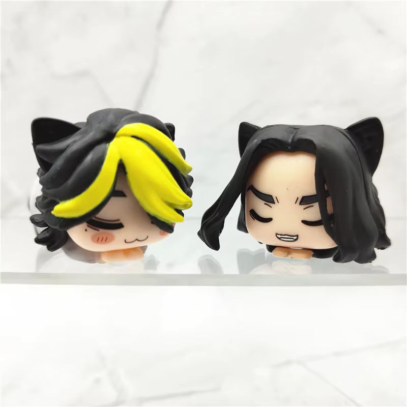 Bandai Tokyo Revengers Anime Figuren Set mit Takemichi, Mikey, Baji, Chifuyu und Kazutora als bunte Katzen-Modelle aus Kunststoff zur Dekoration - Bild 5