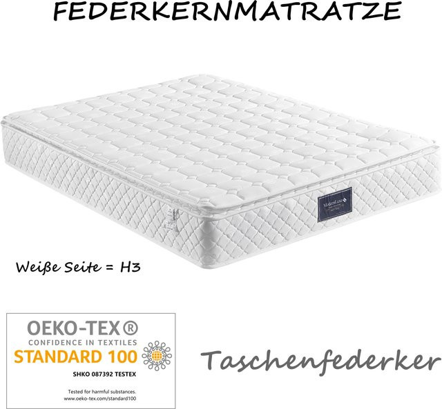 Rosahqnda Federkernmatratze mit atmungsaktivem Schaumstoff und Polyester-Bezug, Härtegrad H3, Höhe: 25 cm, B/T/H: 90 x 200 x 25 cm - Bild 1