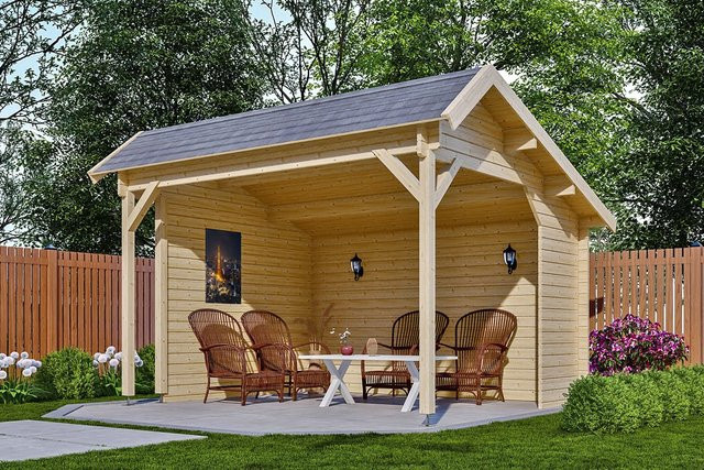 Pavillon mit 40 mm Pfostenstärke, Breite: 380 cm, Tiefe: 320 cm - Bild 1
