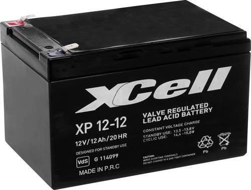 XCell XP1212 XCEXP1212 Bleiakku 12V 12Ah Blei-Vlies AGM Schwarz B/H/T: 15,1 x 10,1 x 9,8 cm mit 6,35mm Flachstecker wartungsfrei - Bild 1