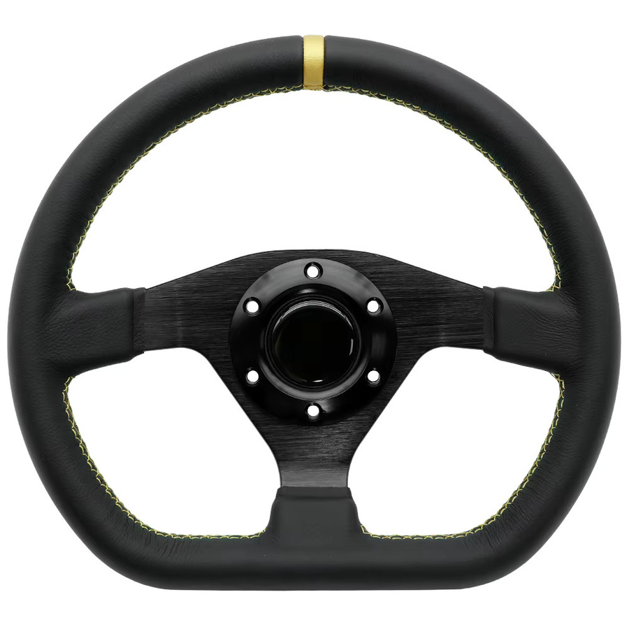 BANGCOOL Rennsport Lenkrad aus echtem Leder in Schwarz, Durchmesser: 30 cm - Bild 2