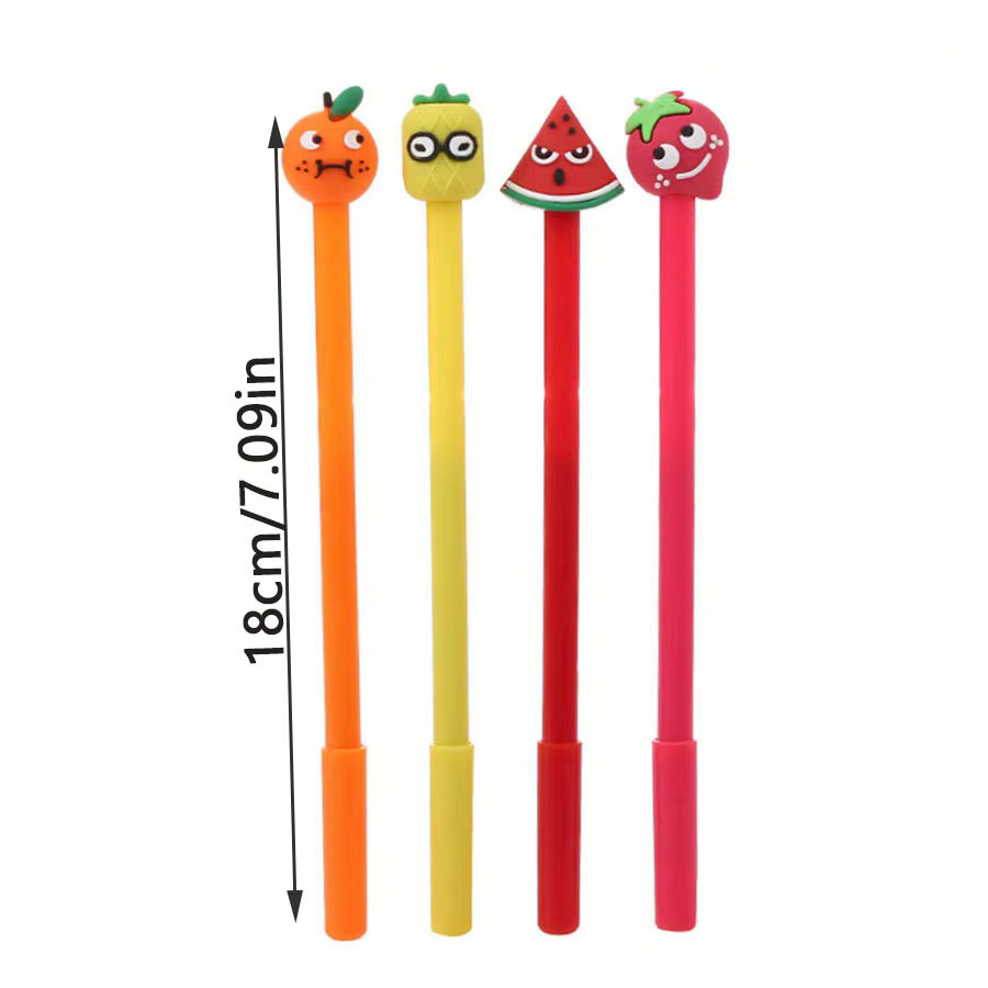 TWBEB 4er-Set ergonomische 3D-Frucht-Kugelschreiber in Multicolour für Schule und Büro - Bild 3