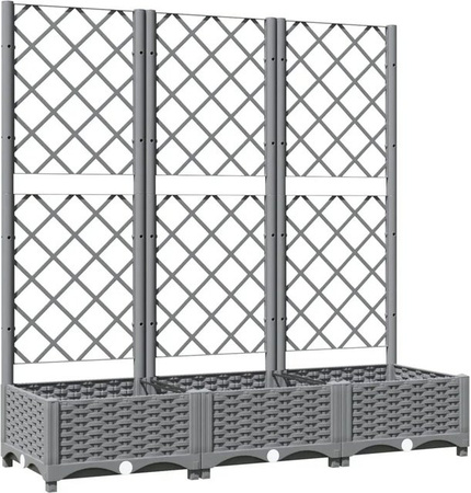 vidaXL Pflanzkübel mit Rankgitter in Hellgrau aus Polypropylen, B/T/H: 120 x 40 x 121,5 cm