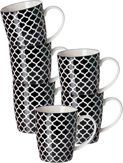 Ritzenhoff & Breker Henkelbecher Takeo Swing aus Keramik, Schwarz, 6er Set, 350 ml - Bild 1
