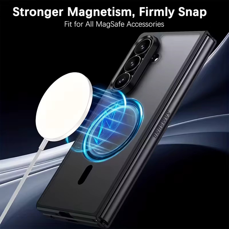 UYUXIO Matte magnetische Handyhülle für Samsung Galaxy Z Fold 7 in Schwarz und Transparent mit vollständiger Abdeckung - Bild 3