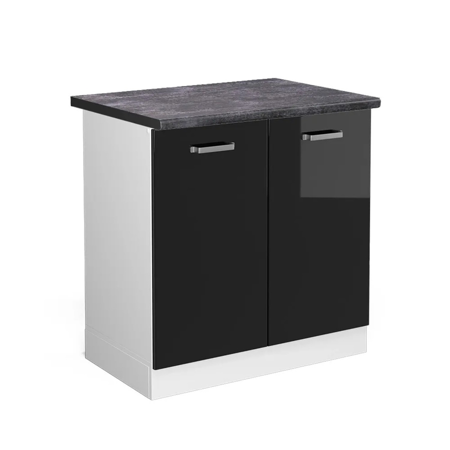 Vicco Spülenunterschrank R-Line in Schwarz Hochglanz und Weiß, B: 80 cm, H: 81,6 cm, T: 60 cm - Bild 2