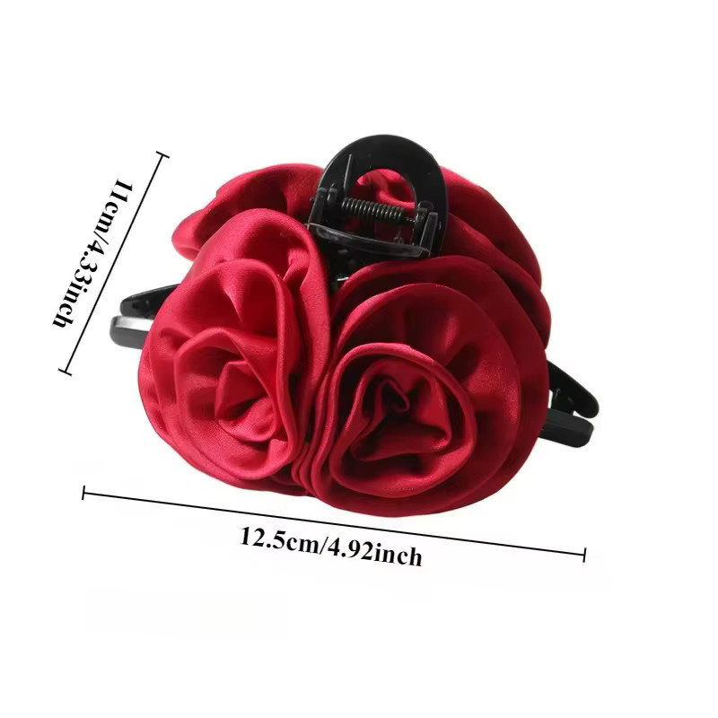 RaviMour Haarklammern Doppel-Rosen, Satin, Damen, Mädchen - Bild 5