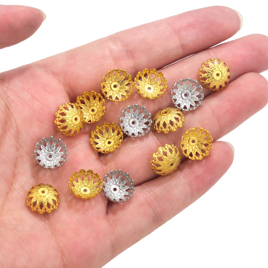 50 Stück Edelstahl Blumen Spacer Perlen, Unisex - Bild 2