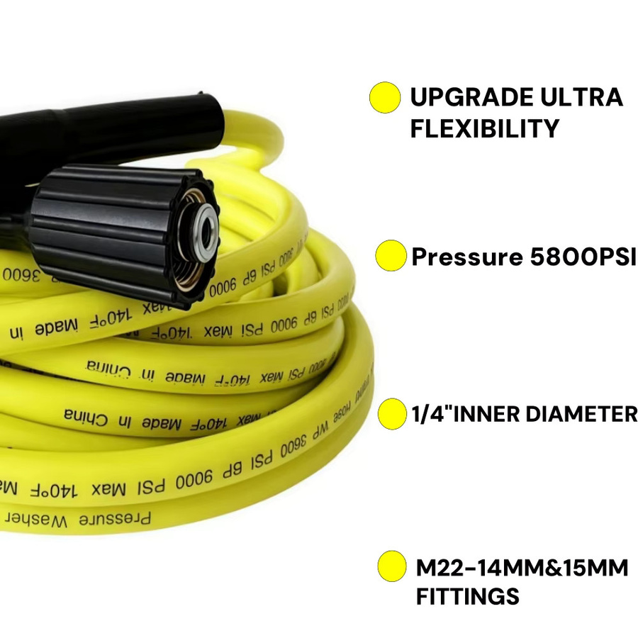 Hochdruckreinigungsmaschinenschlauch M22-Pin 14/15 für Kärcher und Huter, gelb, 5800 PSI - Bild 2