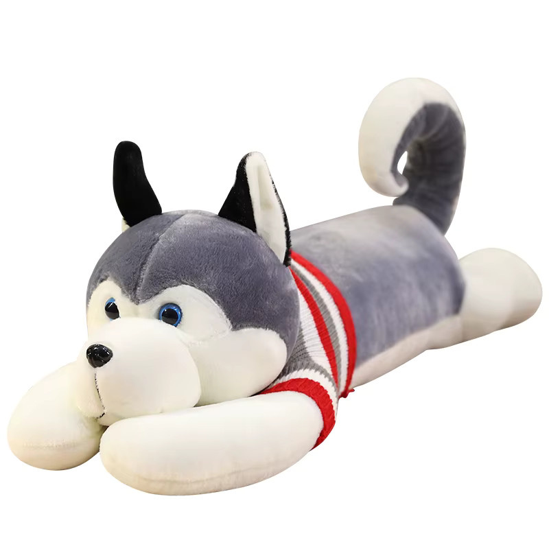 Husky Plüsch Spielzeug, Lange Kissen, Puppe, Schwarz, Grau - Bild 4