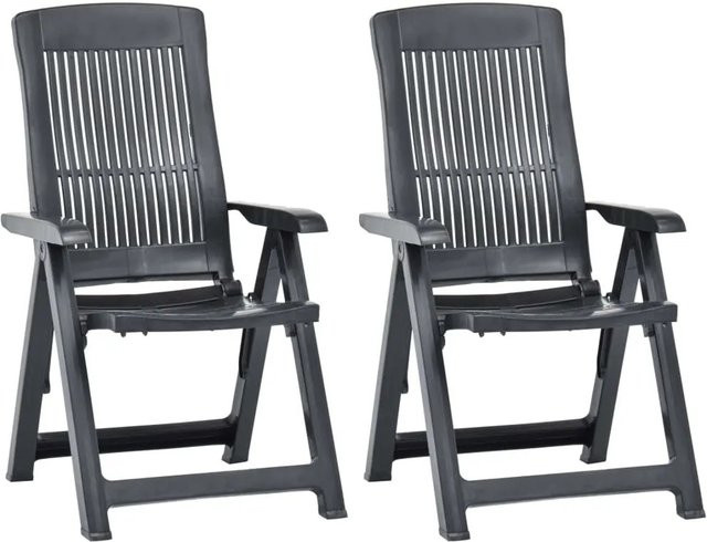Furnicato Set aus 2 verstellbaren Gartenstühlen aus Kunststoff in Anthrazit mit Armlehnen, B/T/H: 55 x 60 x 109 cm - Bild 1