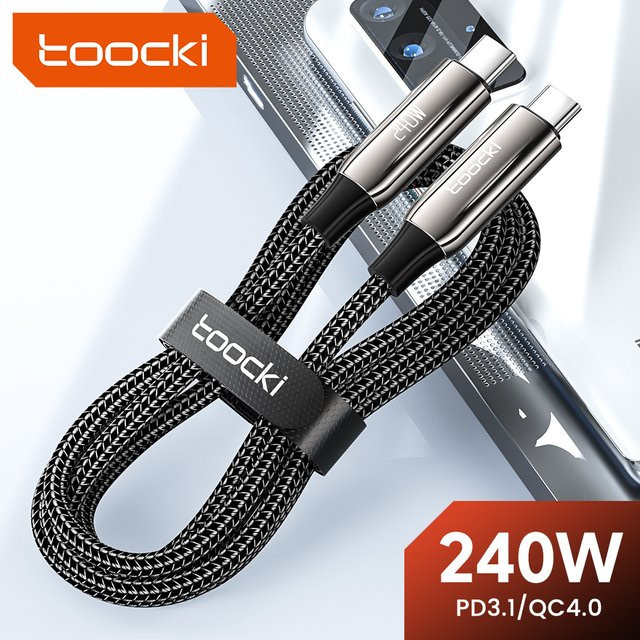 Toocki USB-C auf USB-C PD3.1 Schnellladekabel 240 W, Datenkabel in Schwarz - Bild 1