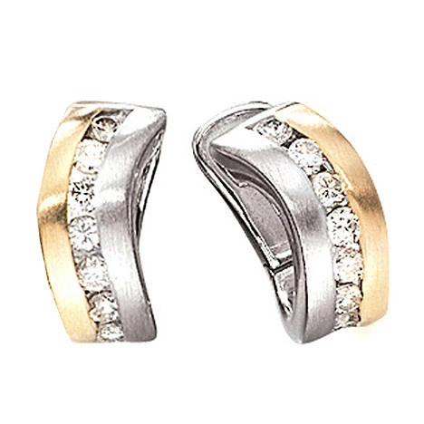 Colfem Creolen 585 Gelbgold, Weißgold, bicolor, matt, 16 Diamanten, Damen - Bild 1