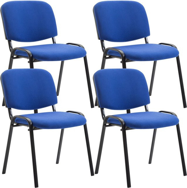 TPFLiving 4er Set Besucherstühle Keen mit Stoffbezug und Gestell in Schwarz und Blau - Bild 1