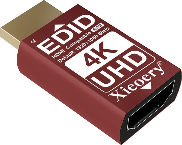Xieoery 4K HDMI EDID Emulator für Remote Desktop, KVM und Headless Server mit Unterstützung für 3840x2160@60Hz und Multi-Resolution - Bild 1
