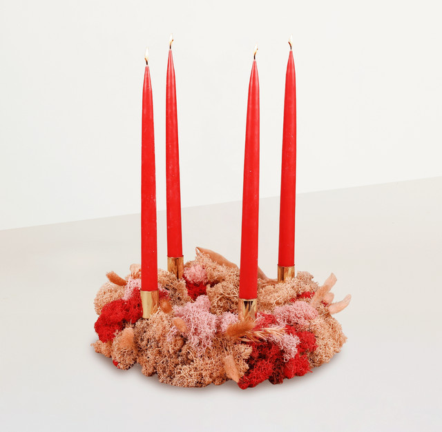DIY Adventskranz Pink Lush von BLUME2000 mit Stroh und Islandmoos, Durchmesser: 30 cm - Bild 1