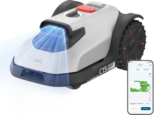 Eufy C15 Solo Mähroboter in Weiß mit wiederaufladbarem Akku - Bild 1
