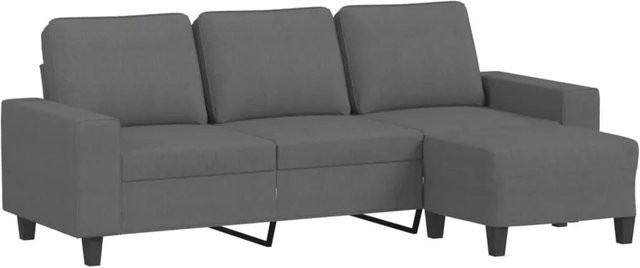 vidaXL 3-Sitzer-Sofa mit Hocker in Dunkelgrau, modernes Stoffsofa mit L-Form und passendem Ottoman für dein Wohnzimmer - Bild 1