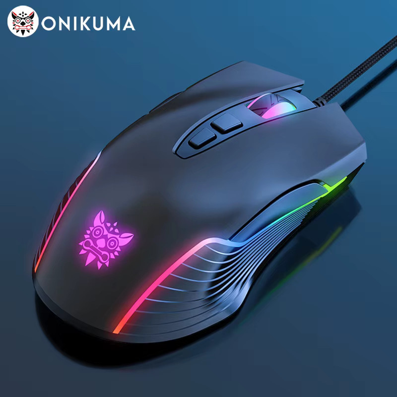 ONIKUMA CW905 Gaming-Maus Schwarz, kabelgebundene Maus mit 6400 DPI, 7 programmierbare Tasten und Beleuchtungsmodi für PC-Gamer - Bild 2