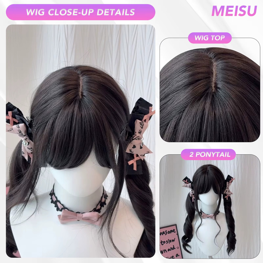 MEISU Perücke, 2 Pferdeschwanz-Lolita-Pony, synthetische Faser, Damen - Bild 4