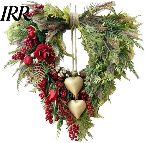 SwiftFit Dekorativer Herz-Kranz für den Valentinstag im Bauernhaus-Stil mit roten Rosen und Beeren in Schwarz - Bild 1