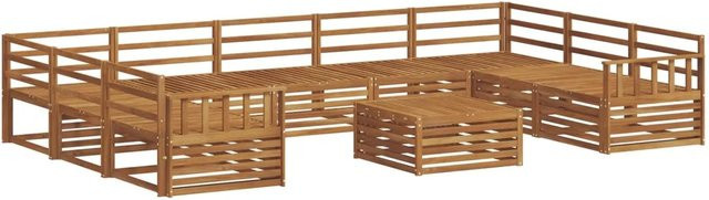 vidaXL Sofagarnitur 10-teilig aus Massivholz Akazie in Natur Braun mit modernem Latten-Design - Bild 1